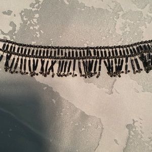 Black Beaded Choker & Earrings Set